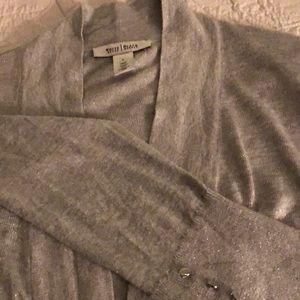 Long silver White House Black Market cardigan.